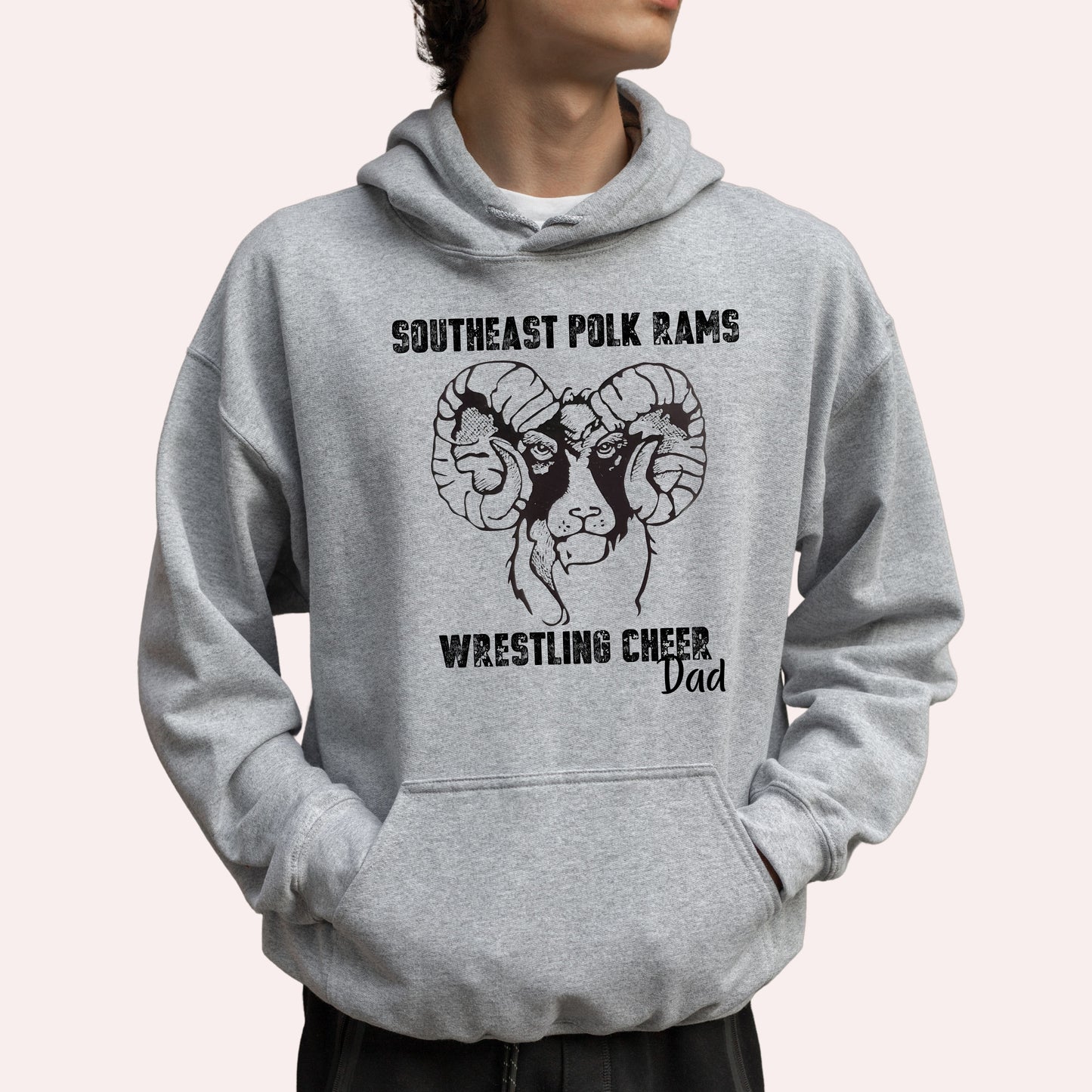 Vintage Ram Wrestling Cheer Dad Hoodie