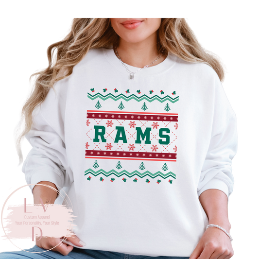 RAMS Holiday Holly/Trees (Bella+Canvas)