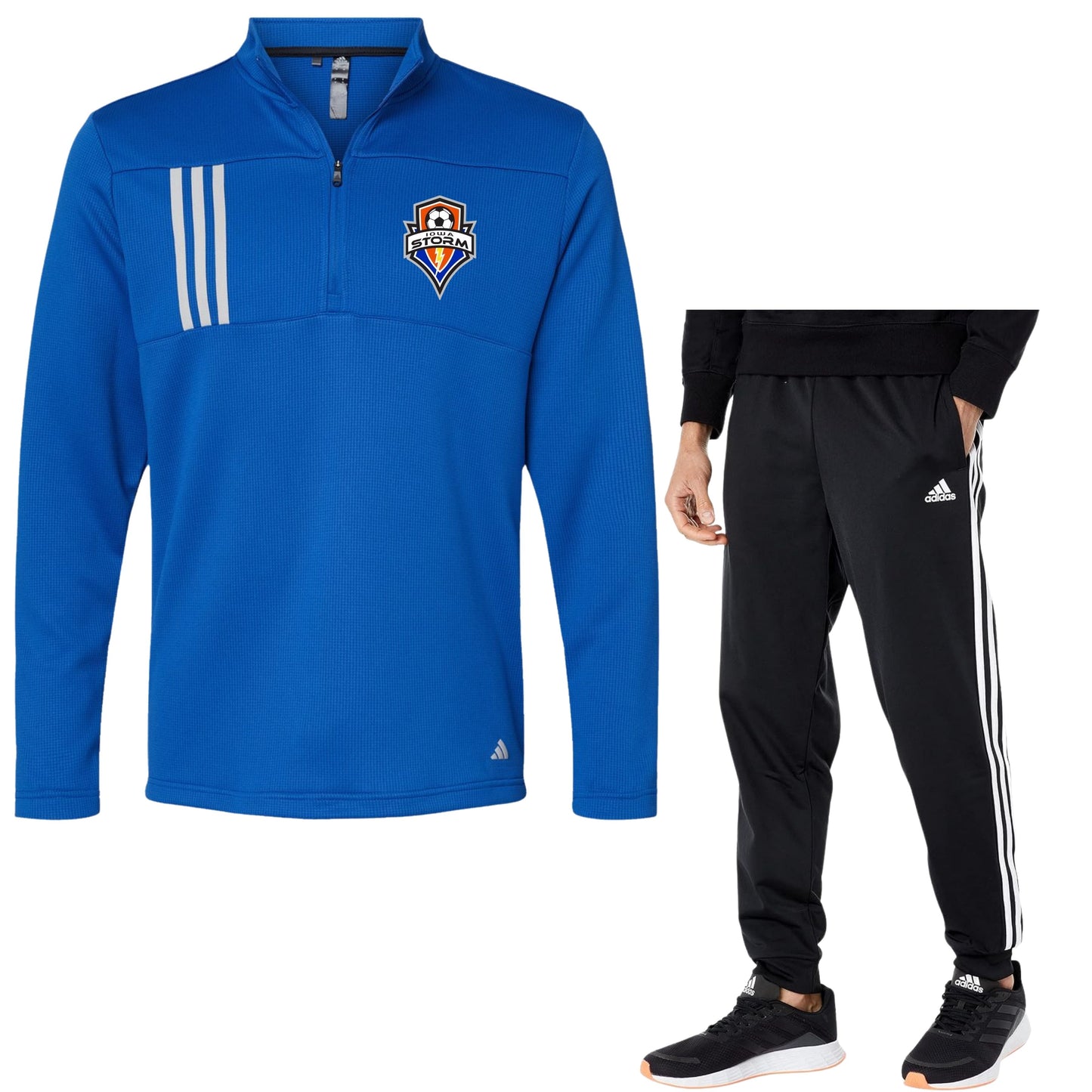 Adidas 3-Stripe Quarter Zip and Track Style Joggers