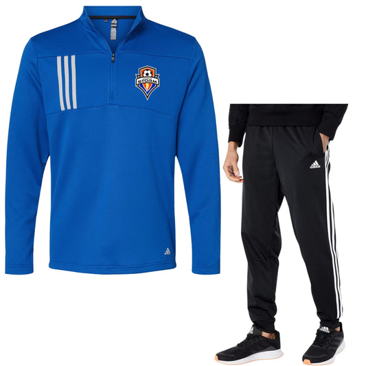 Adidas 3-Stripe Quarter Zip and Track Style Joggers