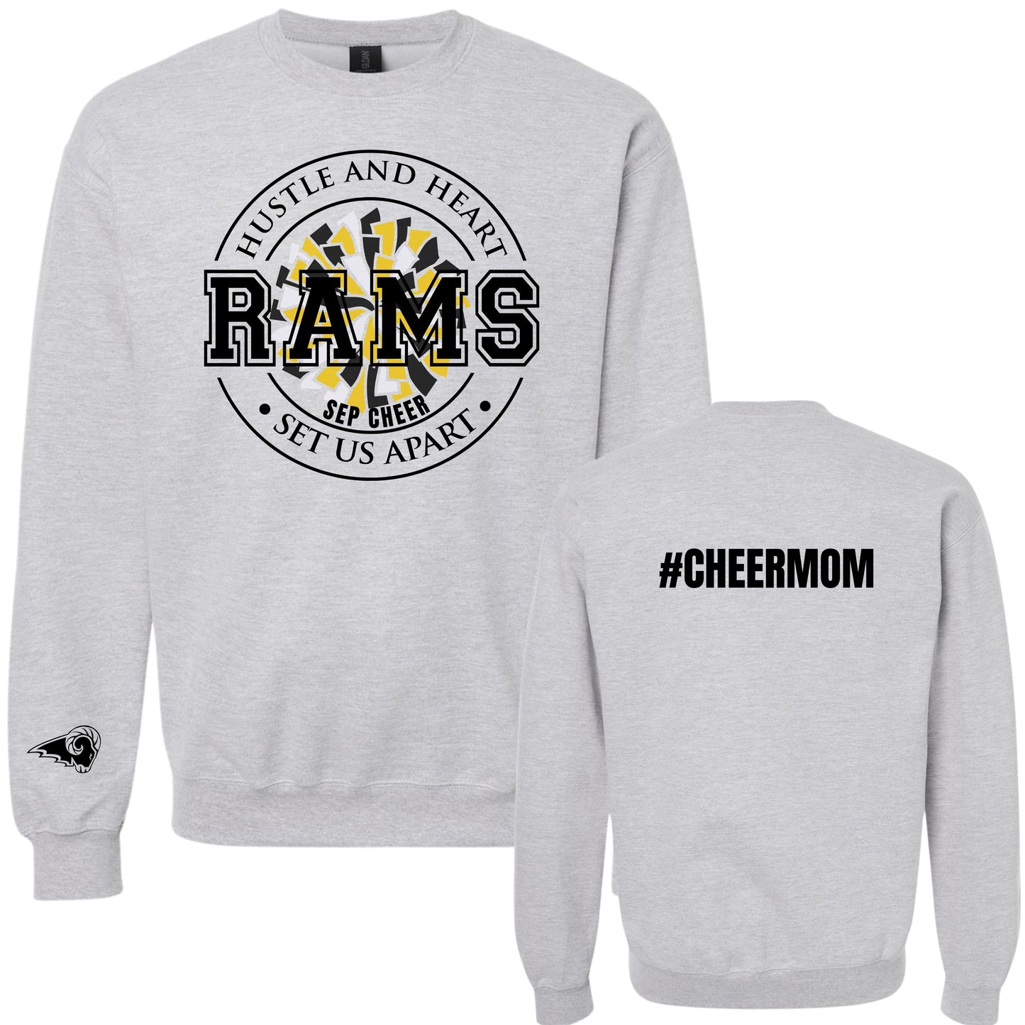 SEP Hustle and Heart Cheer Mom Crewneck