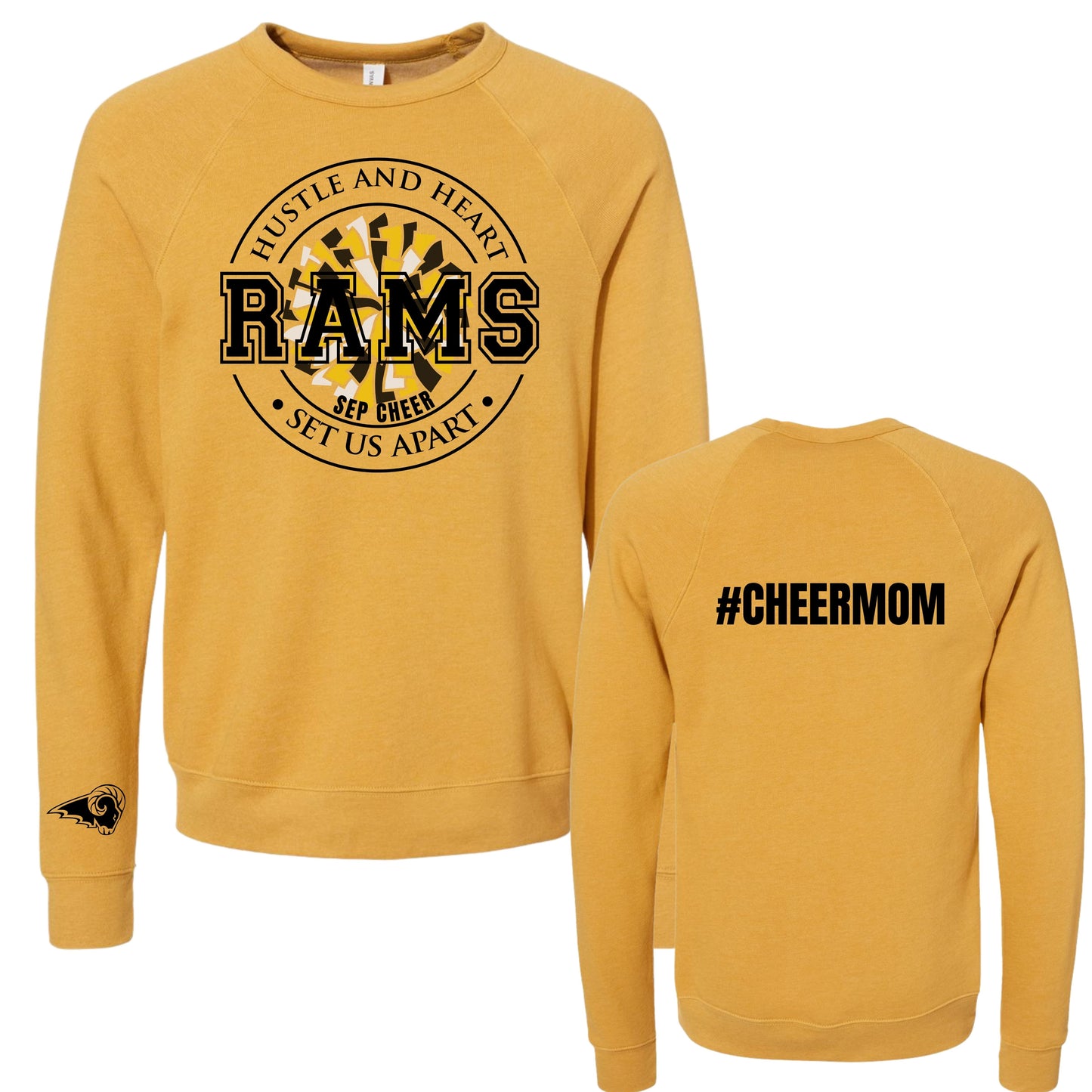 SEP Hustle and Heart Cheer Mom Crewneck