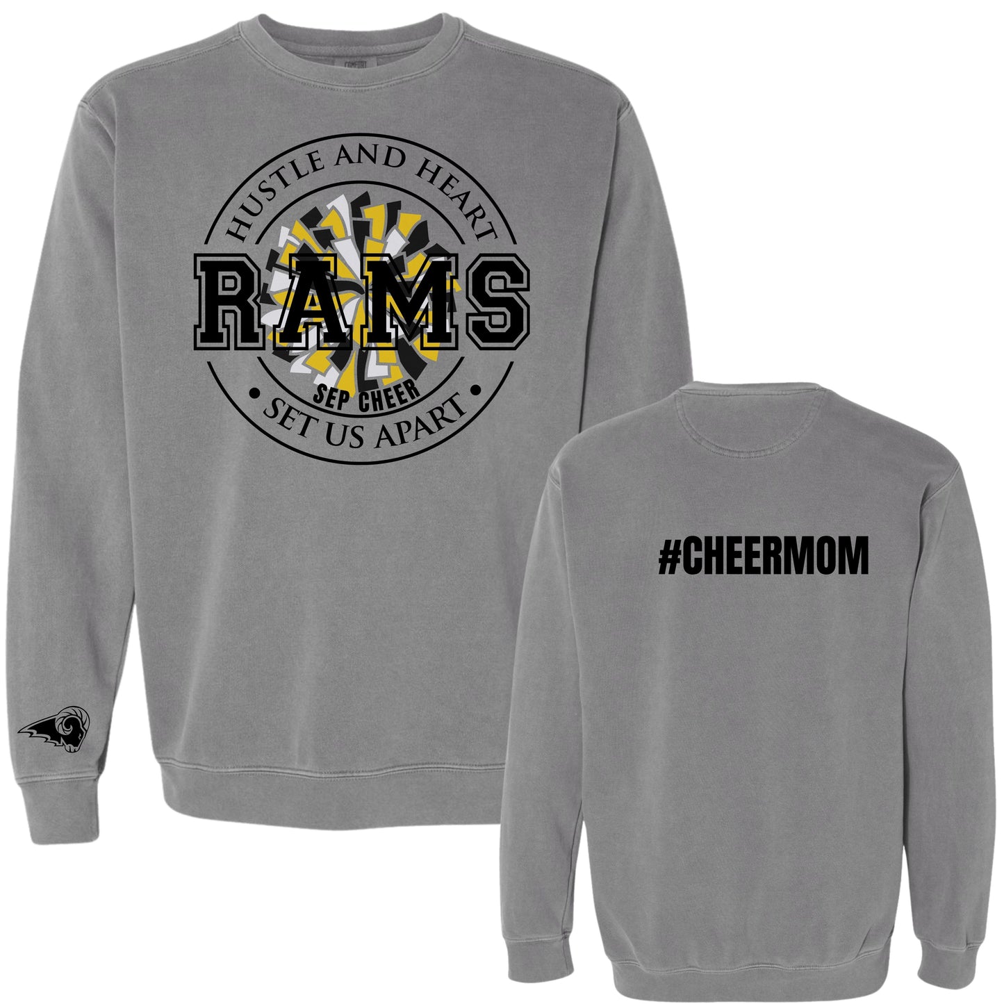 SEP Hustle and Heart Cheer Mom Crewneck | Comfort Colors