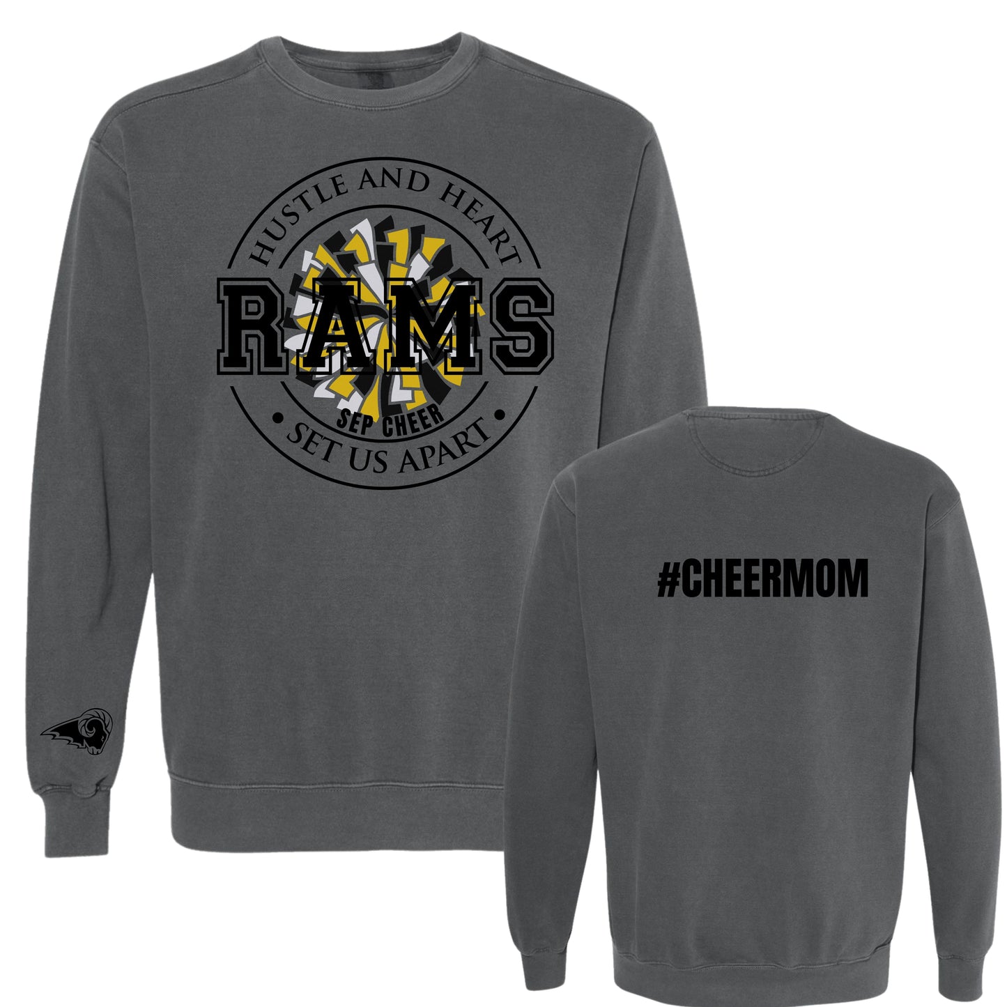 SEP Hustle and Heart Cheer Mom Crewneck