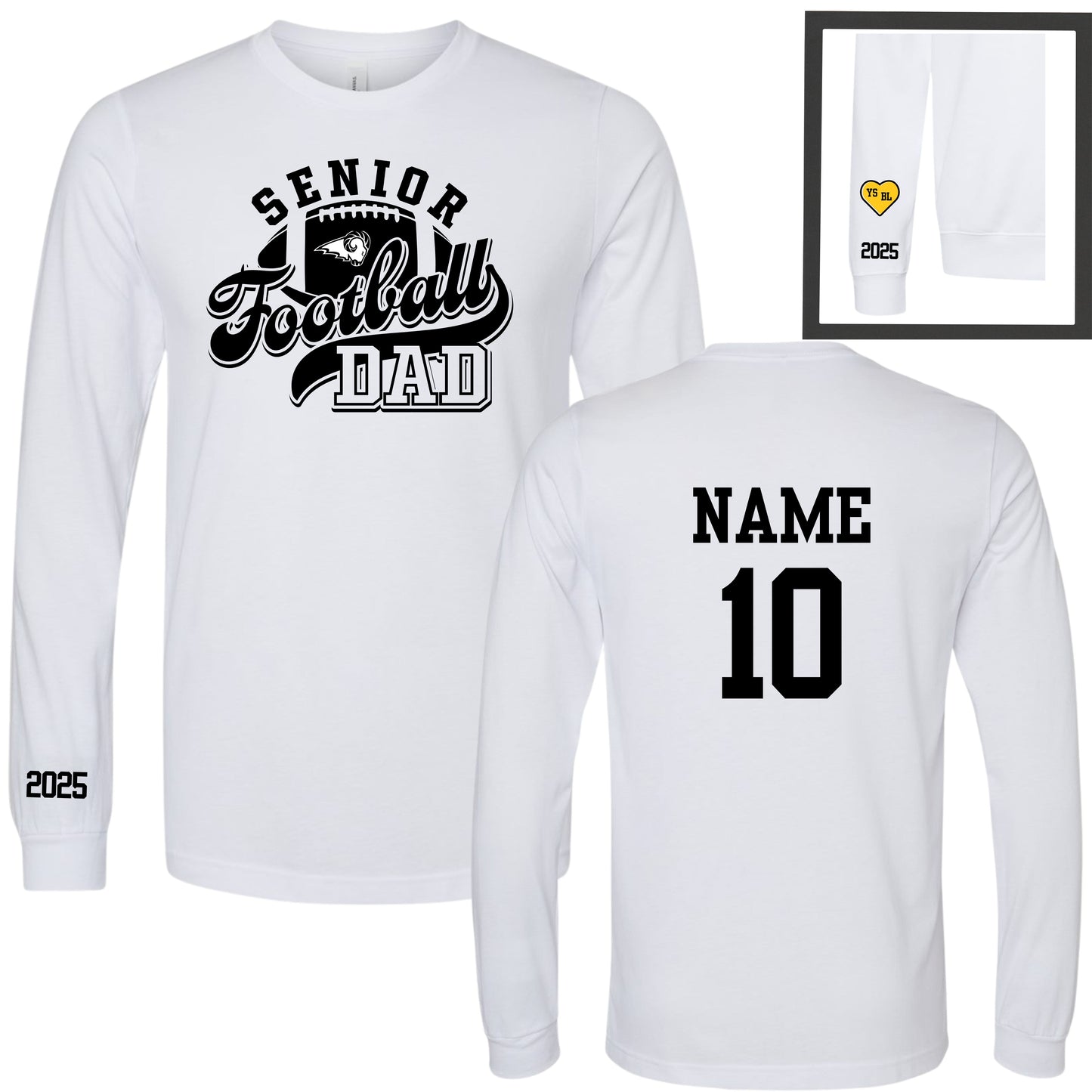 Senior Football Mom / Dad Long Sleeve T-Shirt (2025)