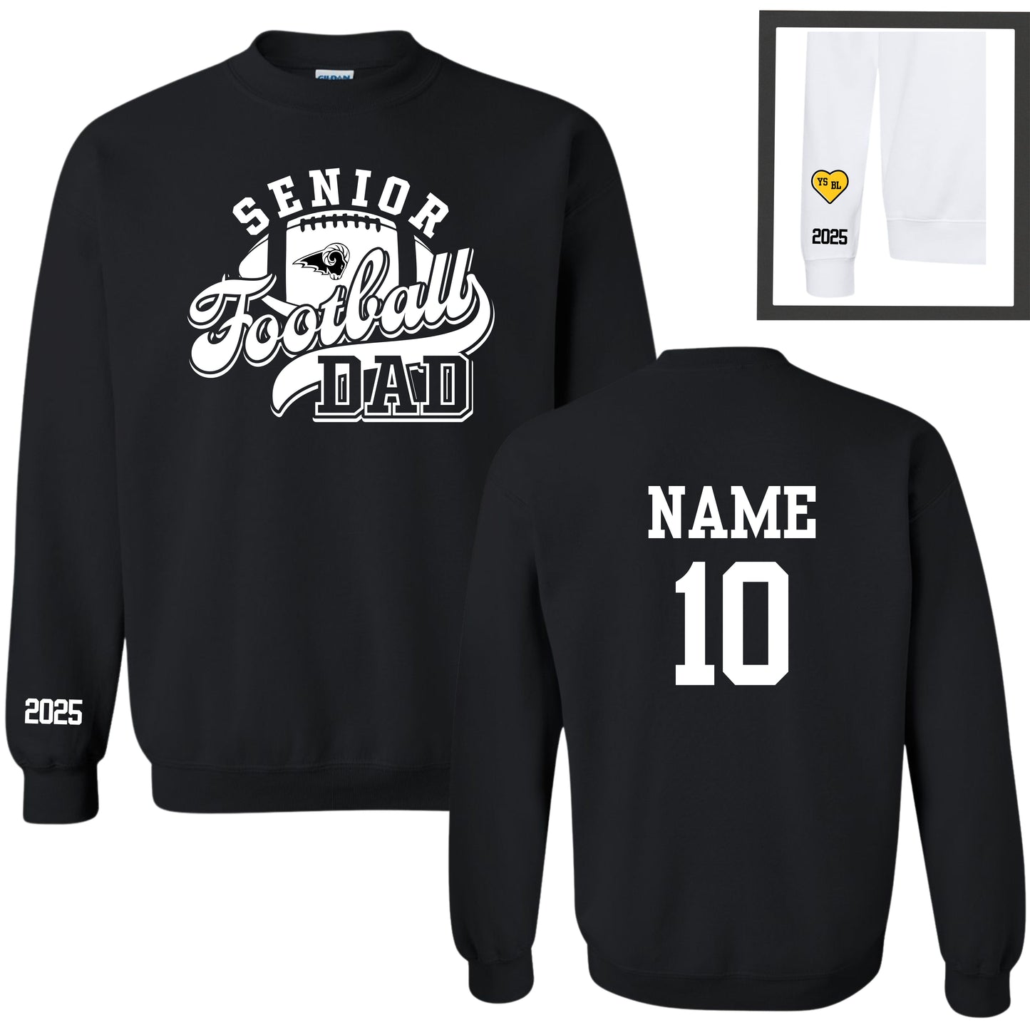 Senior Football Mom / Dad Crewneck - Black (2025)