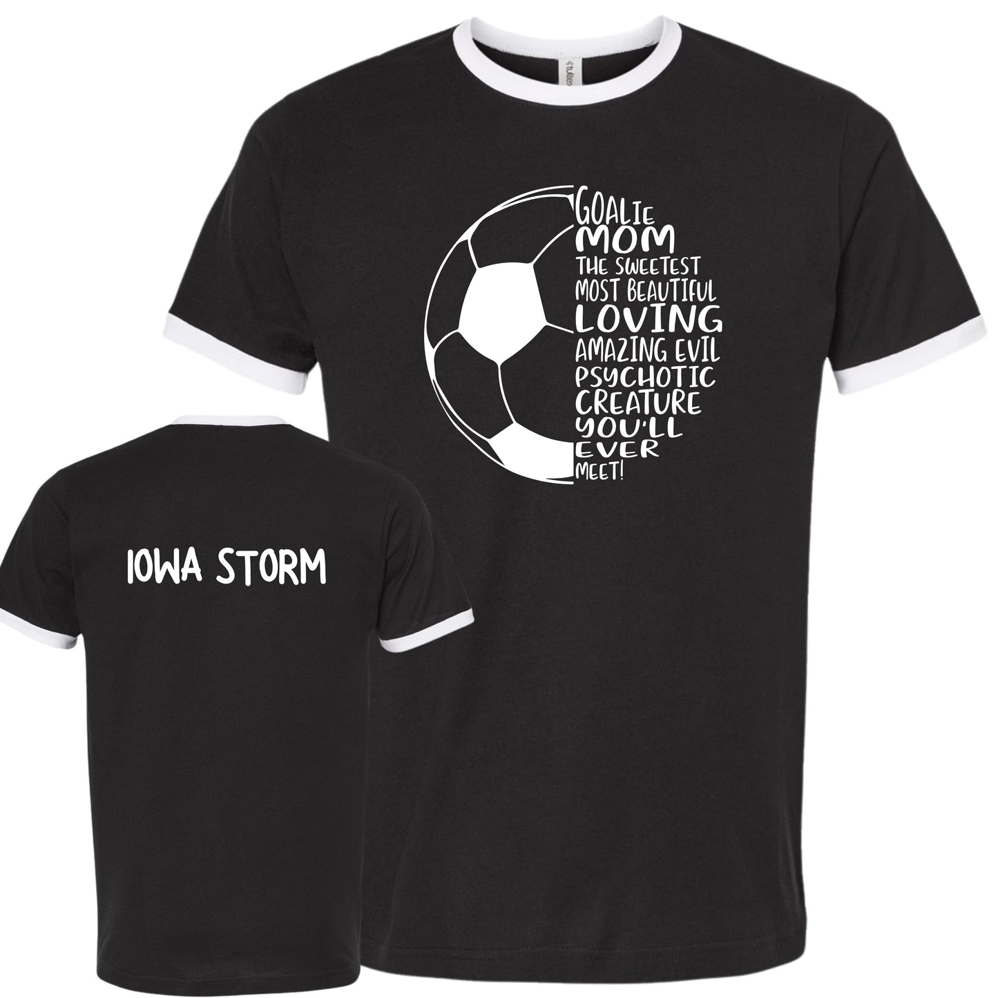 Iowa Storm "Goalie Mom" Ringer/Vintage T-Shirt