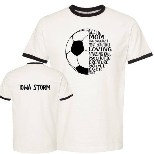 Iowa Storm "Goalie Mom" Ringer/Vintage T-Shirt