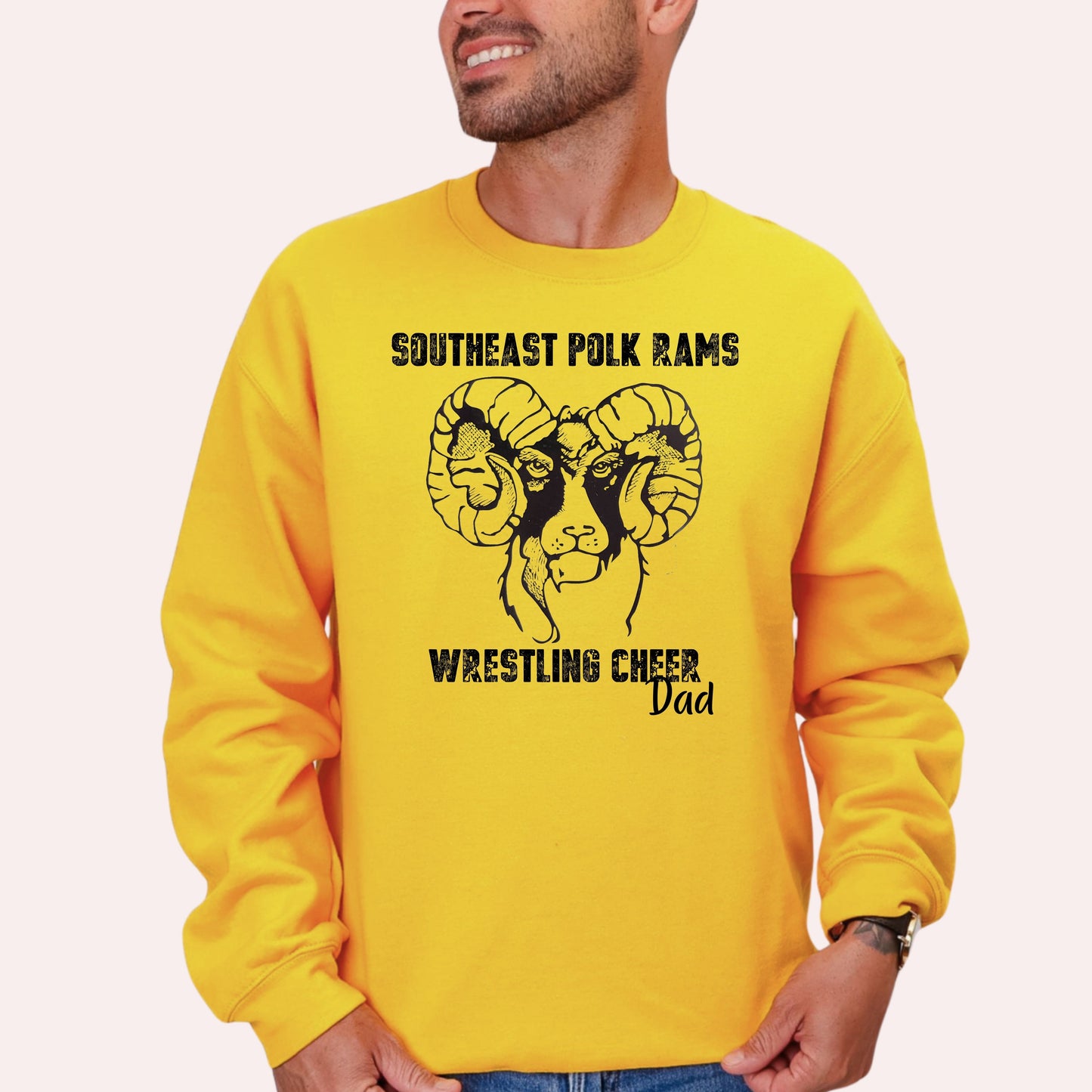 Vintage Ram Wrestling Cheer Dad Crewneck