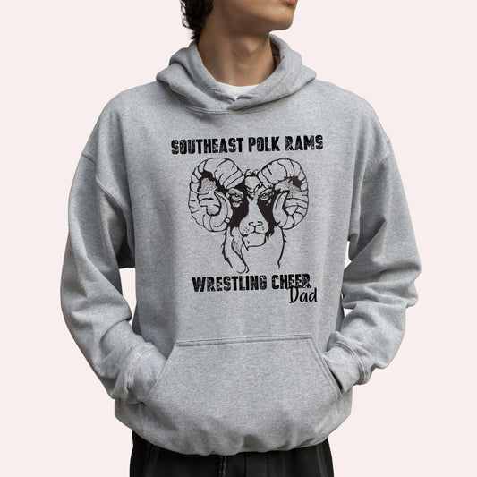 Vintage Ram Wrestling Cheer Dad Hoodie