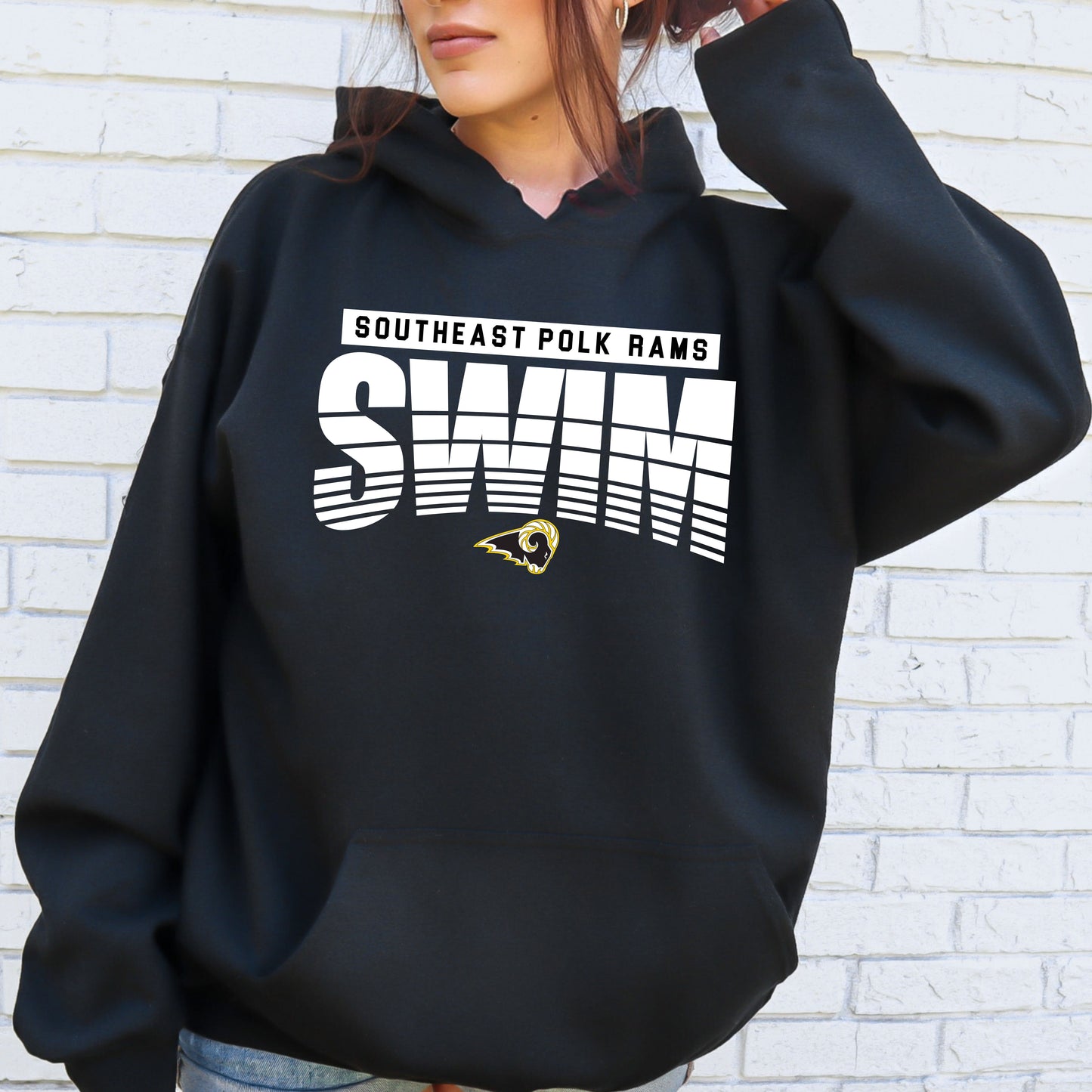 Southeast Polk RAM striped Swim Crewneck