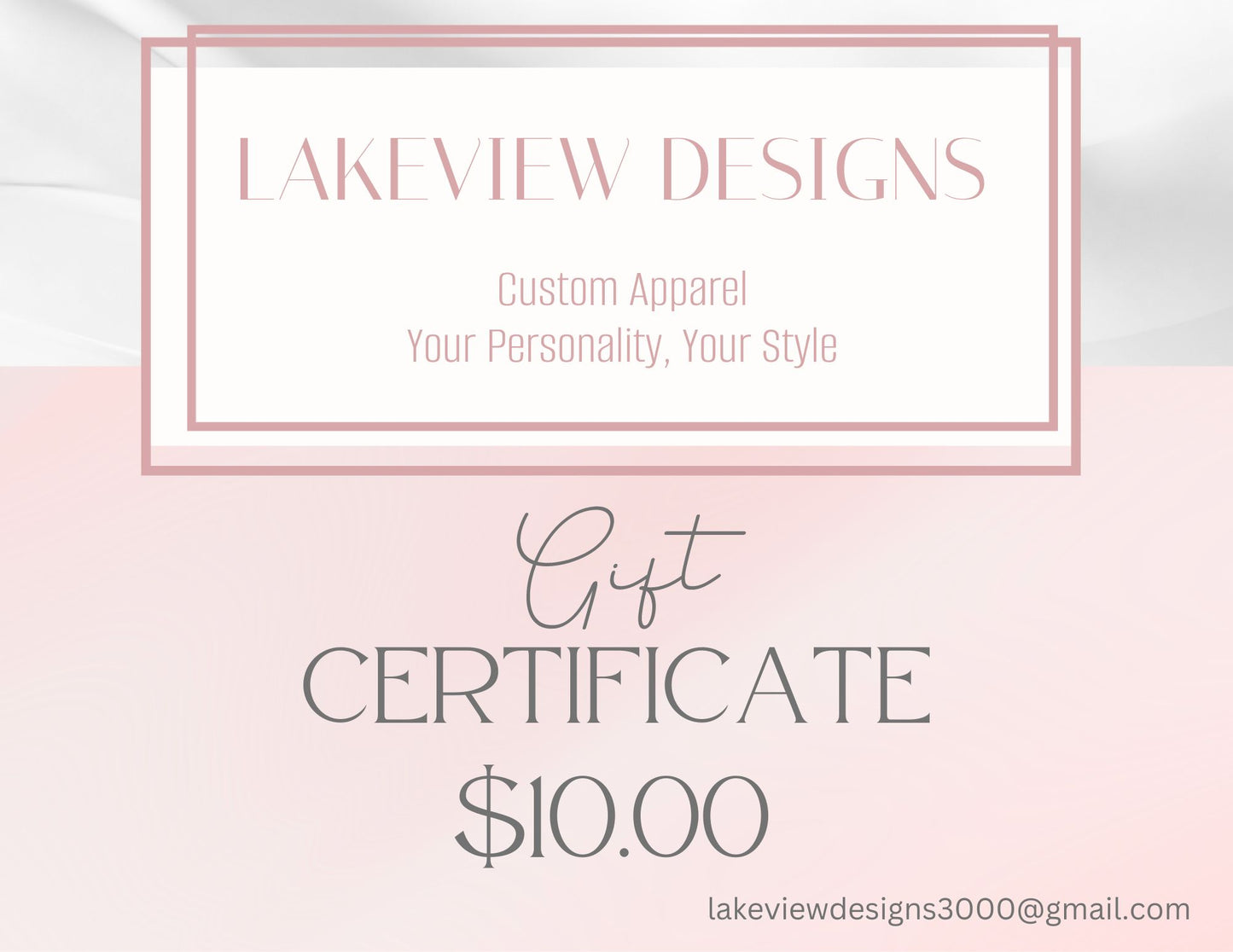 Lakeview Designs Gift Certificate
