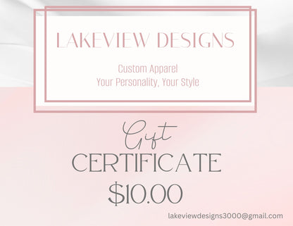 Lakeview Designs Gift Certificate