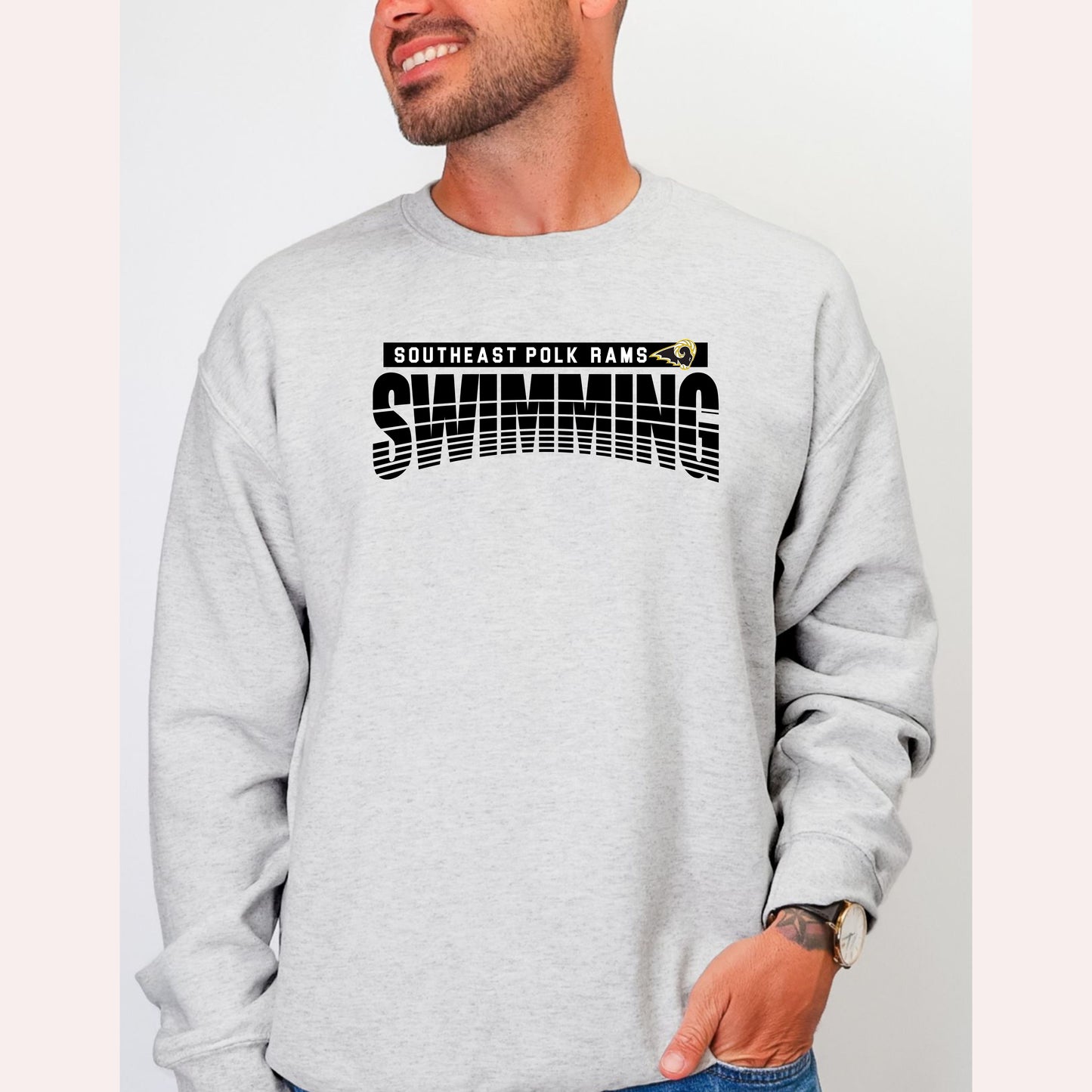 Southeast Polk RAM striped Swimming Crewneck