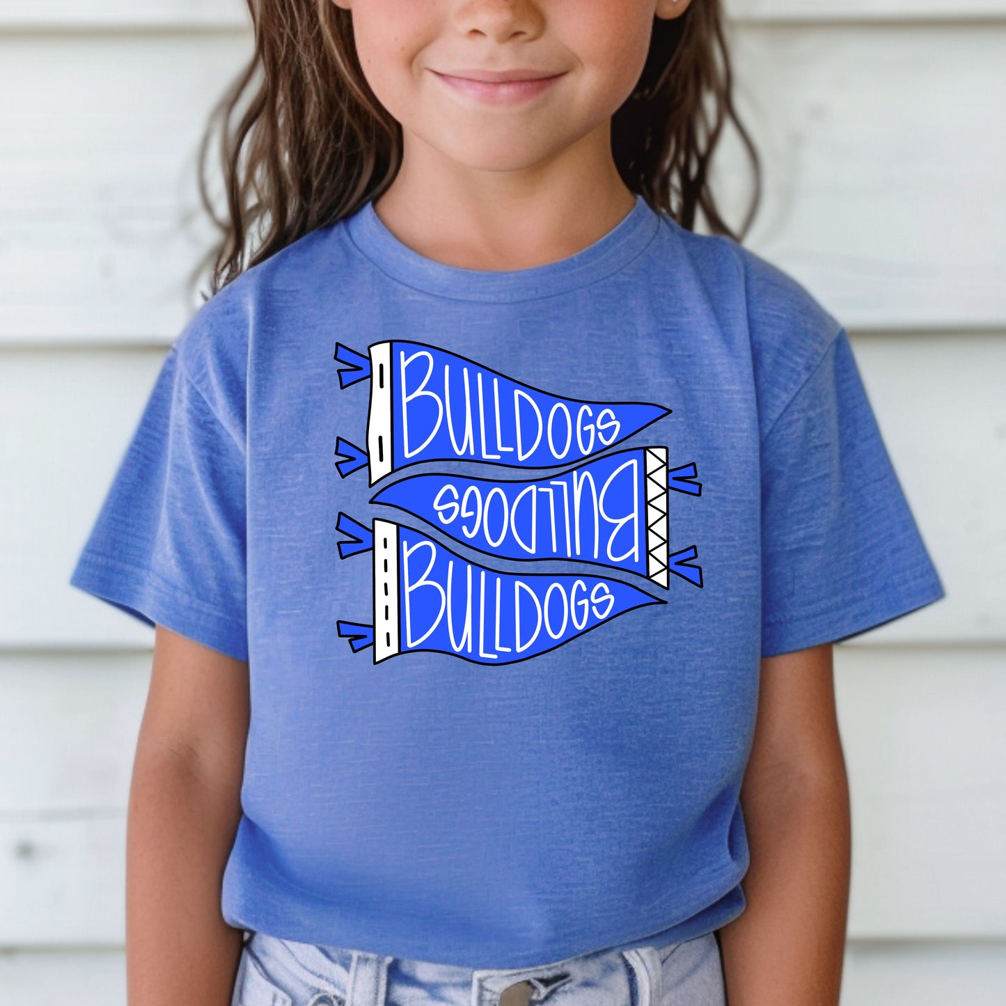 Bulldog Pennant flags (blue) Crewneck