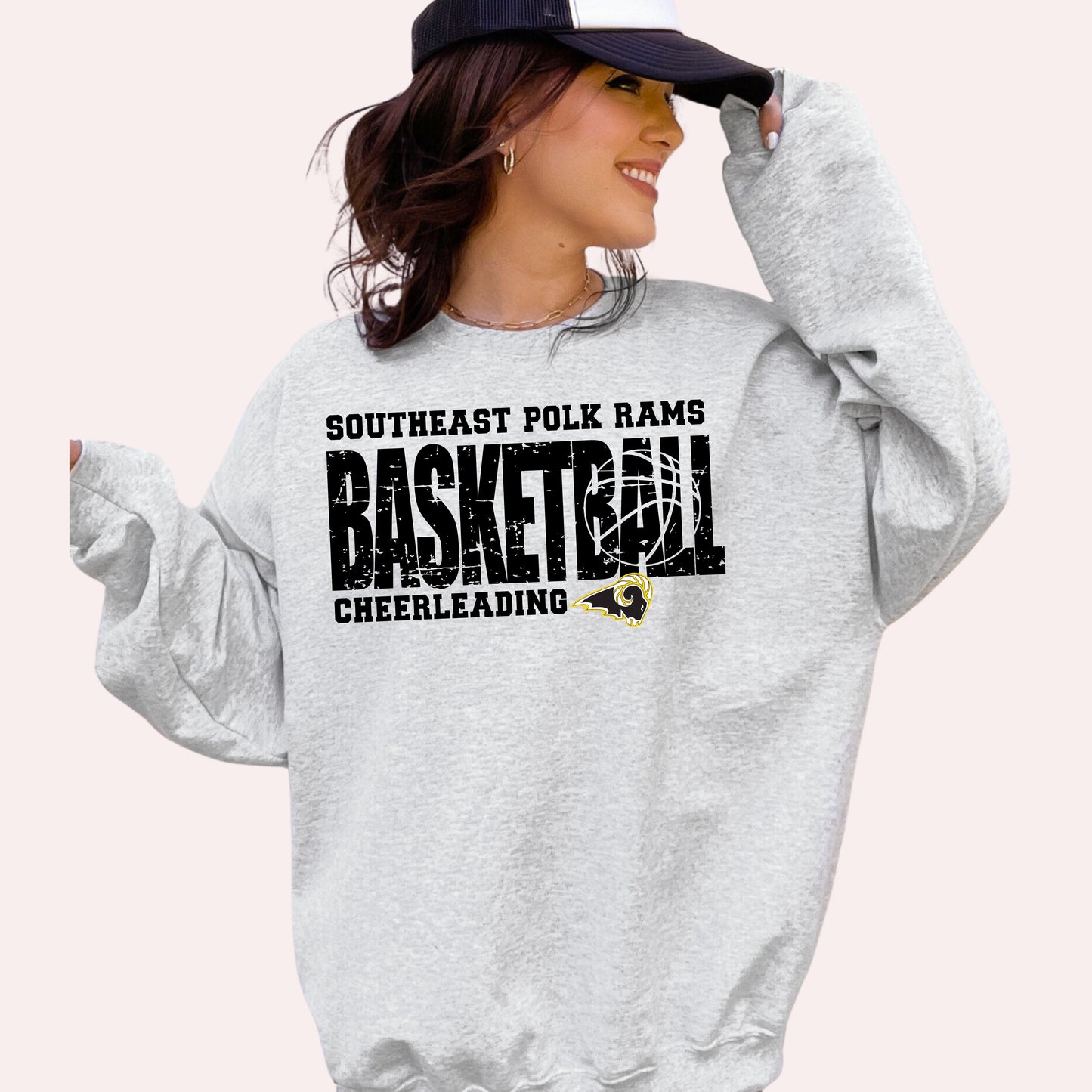 Southeast Polk Rams Distressed Basketball Cheerleading Hoodie