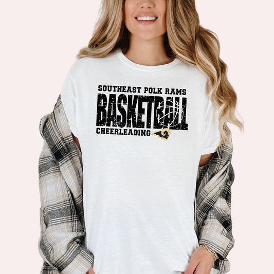 Southeast Polk Rams Distressed Basketball Cheerleading T-Shirt