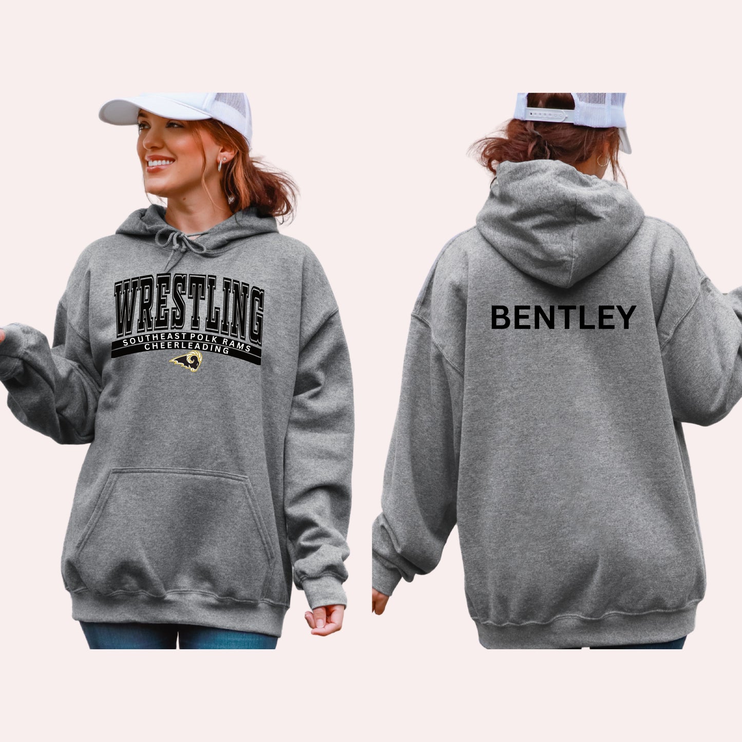 Southeast Polk Wrestling Cheerleading Curved Hoodie