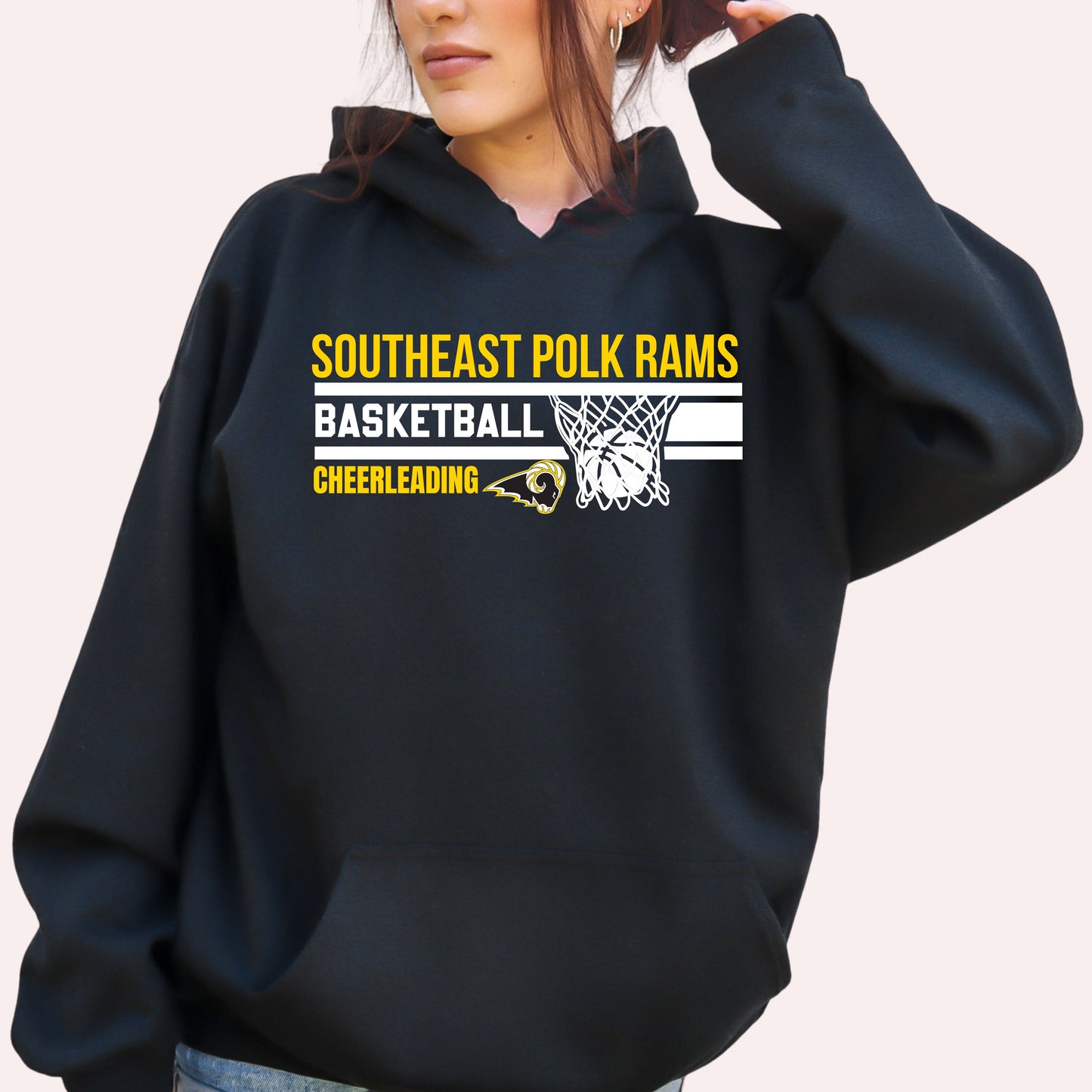Southeast Polk Rams Hoops Basketball Cheerleading T-Shirt
