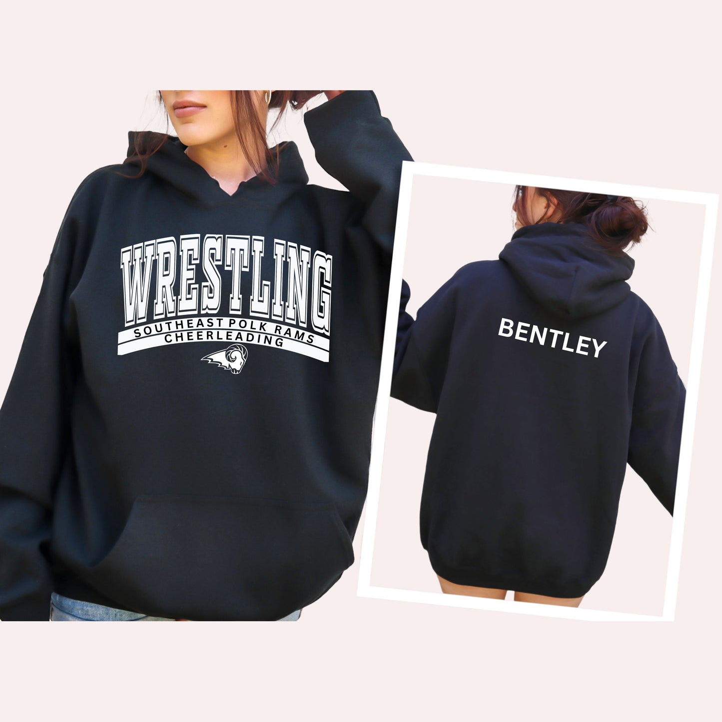 Southeast Polk Wrestling Cheerleading Curved Hoodie