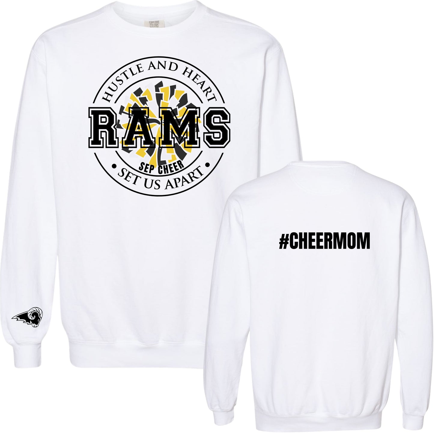 SEP Hustle and Heart Cheer Mom Crewneck | Comfort Colors