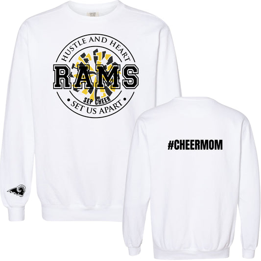 SEP Hustle and Heart Cheer Mom Crewneck | Comfort Colors