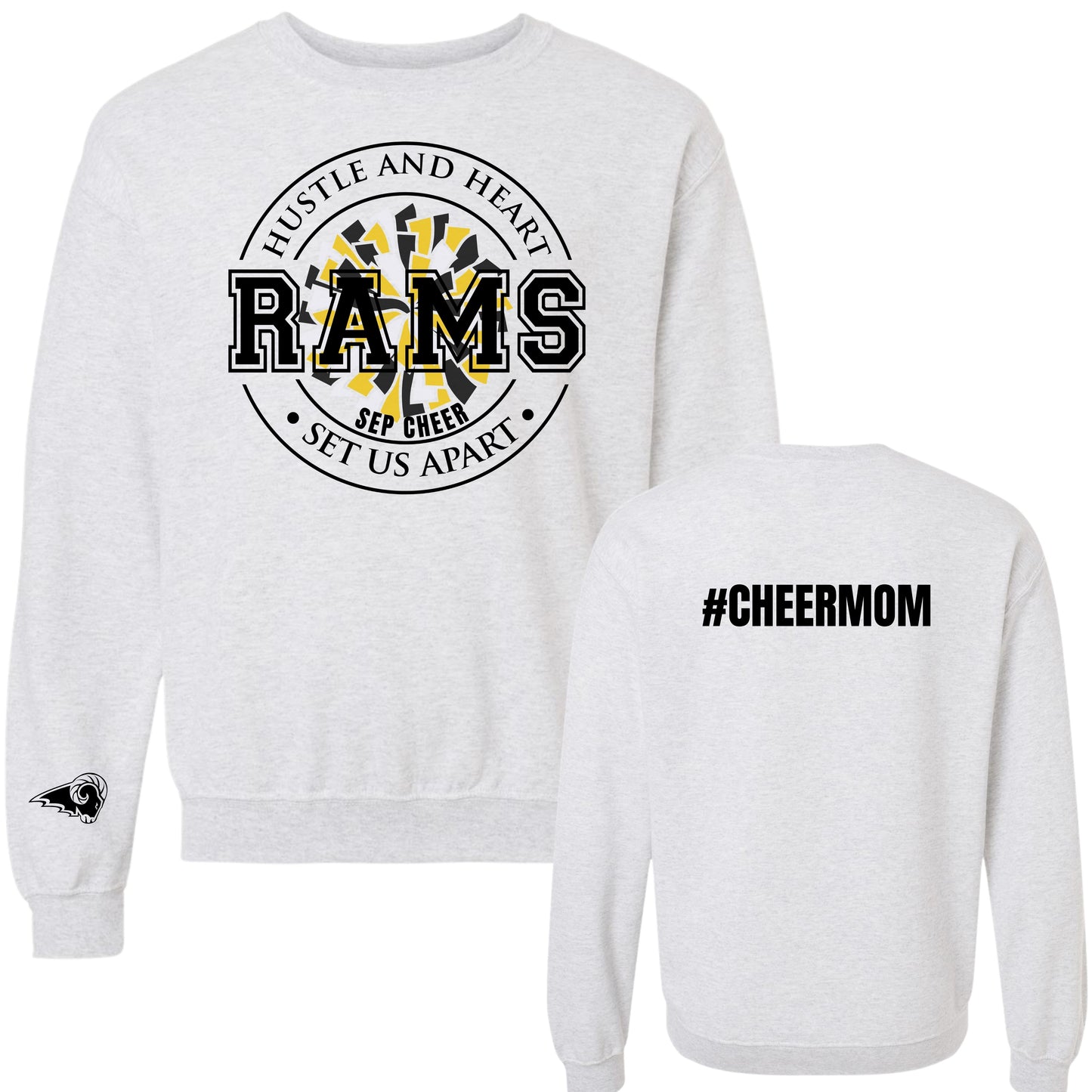 SEP Hustle and Heart Cheer Mom Crewneck