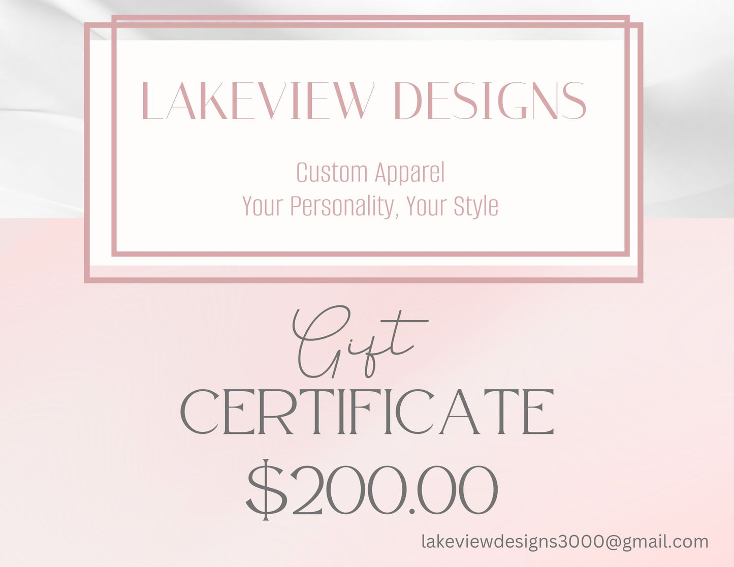 Lakeview Designs Gift Certificate
