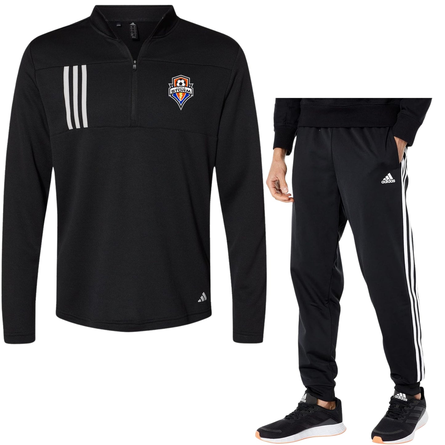 Adidas 3-Stripe Quarter Zip and Track Style Joggers