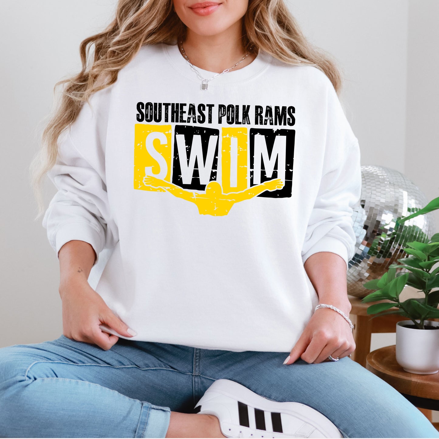 Southeast Polk Distressed Swimming Crewneck