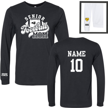 Senior Football Mom / Dad Long Sleeve T-Shirt - Black (2025)