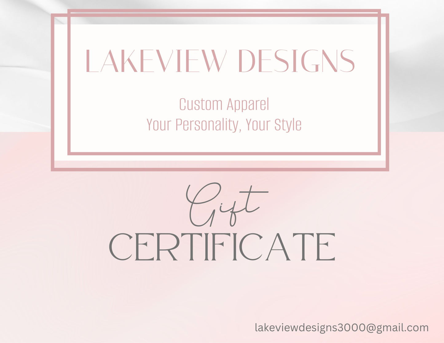 Lakeview Designs Gift Certificate